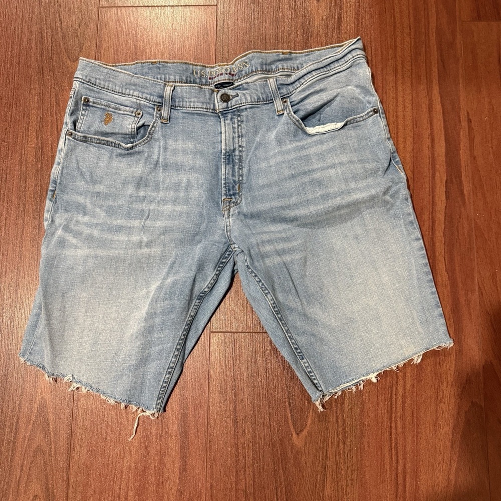US Polo Assn Mens Denim Jean Shorts Blue Size W40 Cut Off Grunge 90s